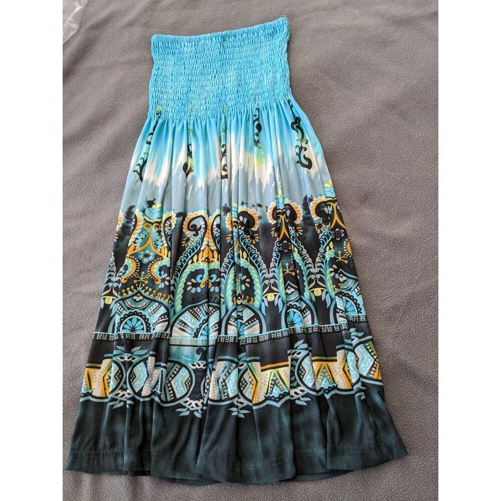 Elizabeth's Secret Juniors Multicolor Teal White Black Halter Dress Small